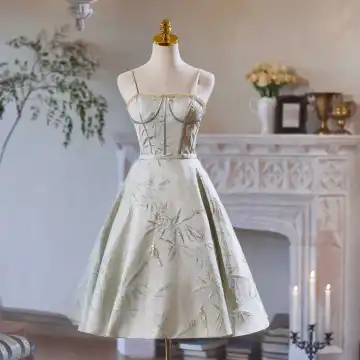 Chinese Style Sage Green Beading Lace Flower Short Satin Homecoming Graduation Dresses 2024 A Line Princess Spaghetti Straps Sleeveless Backless Formal Dresses