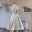 Chinese style Sage Green Beading Lace Flower Short Satin Homecoming Graduation Dresses 2024 A-Line / Princess Spaghetti Straps Sleeveless Backless Formal Dresses