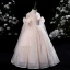 Bling Bling Champagne Sequins Birthday Flower Girl Dresses 2022 Ball Gown Scoop Neck Short Sleeve Floor-Length / Long Flower Girl Dresses