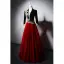 Ethnic Burgundy Phoenix Embroidered Sequins Prom Dresses 2025 A-Line / Princess V-Neck 1/2 Sleeves Backless Floor-Length / Long Prom Formal Dresses