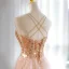 Glitzernden Sexy Champagner Perlenstickerei Pailletten Abendkleider 2023 Meerjungfrau Spaghettiträger Ärmellos Rückenfreies Sweep / Pinsel Zug Abend Festliche Kleider