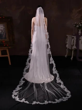 Elegant White Lace Flower Wedding Tulle Shawl 2025