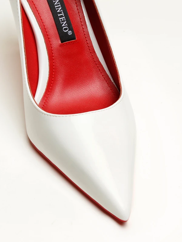Mode Witte Kantoor OL Lakleer Pumps 2024 Leer 8 cm Naaldhakken / Stiletto Spitse Neus Pumps Hoge Hakken