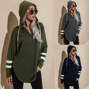 Comfortable Women Army Green Tops Sweatshirts Casual Hooded Cotton Fall Winter Long Sleeve Hoodies 2021