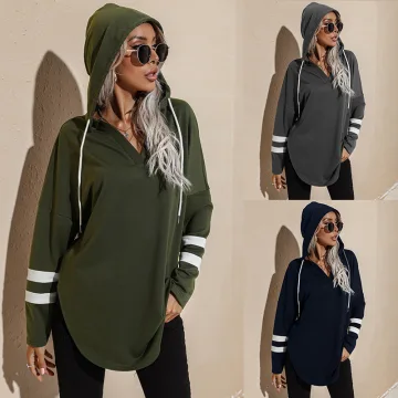 Confortable Femme Armée Verte Hauts Sweats Désinvolte Encapuchonné Coton Tomber Hiver Manches Longues Sweats À Capuche 2021