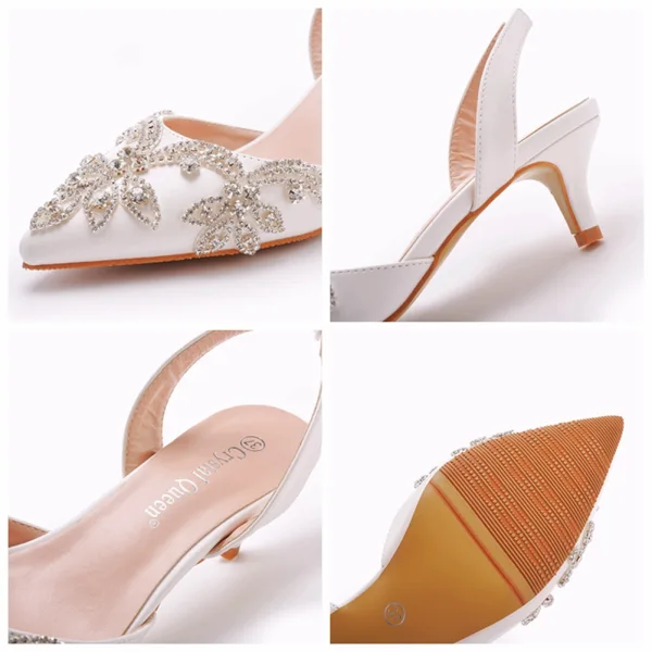Piękne Białe Rhinestone Buty Ślubne 2023 5 cm Szpilki Szpiczaste Ślub Sandały Wysokie Obcasy