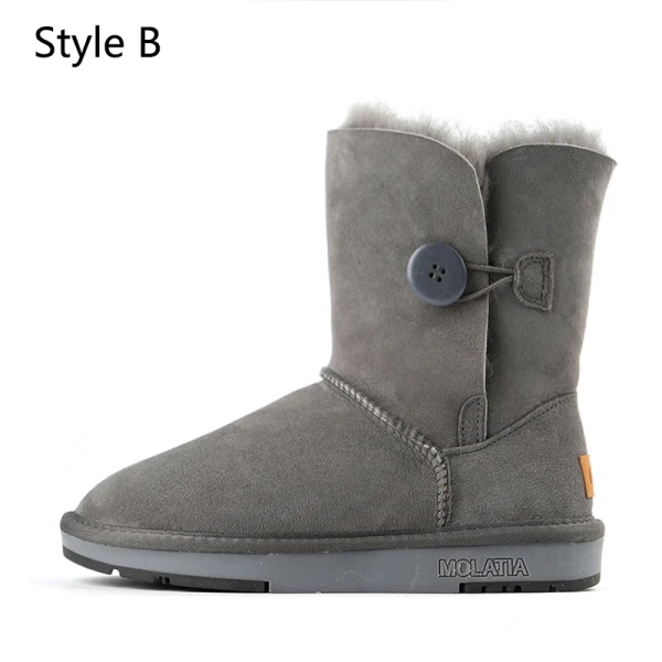 Confortable Marron Daim Vêtement de rue Hiver Bottes De Neige 2024 Cuir À Bout Rond Bottes Femme