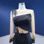 High-end Black Beading Rhinestone Sequins Evening Dresses 2022 Trumpet / Mermaid Scoop Neck Long Sleeve Cascading Ruffles Royal Train Evening Party Formal Dresses