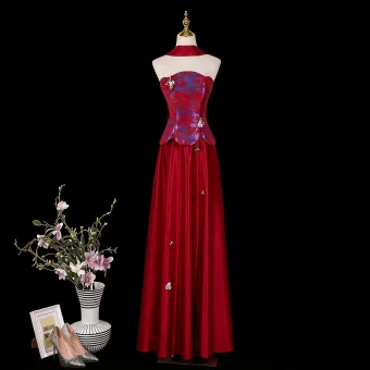 Vintage Originale Bordeaux Robe De Bal 2026 Princesse Bustier Sans Manches Dos Nu Longue Robe De Ceremonie
