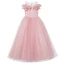Chic / Beautiful Blushing Pink Sequins Flower Girl Dresses 2023 Ball Gown Off-The-Shoulder Short Sleeve Floor-Length / Long Prom