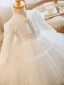 Style Chinois Blanche Courte Perle Anniversaire Robe Ceremonie Fille 2023 Robe Boule Col Haut Noeud Manches Courtes