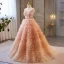 Charmant Orange Perlenstickerei Pailletten Applikationen Plissee Ballkleider 2023 Ballkleid Spaghettiträger Ärmellos Rückenfreies Sweep / Pinsel Zug Ball Festliche Kleider