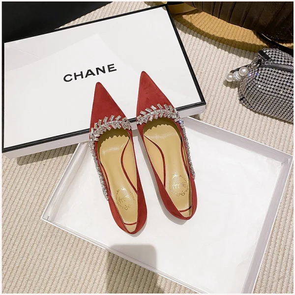 Mooie / Prachtige Zwarte Avond Rhinestone Suede Pumps 2023 Leer 8 cm Naaldhakken / Stiletto Spitse Neus Pumps Hoge Hakken