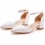 Modest / Simple White Wedding Shoes 2023 Ankle Strap 10 cm Thick Heels Pointed Toe Wedding Shoes High Heels