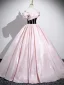 Chic / Beautiful Blushing Pink Prom Dresses 2025 Ball Gown Off-The-Shoulder Short Sleeve Backless Floor-Length / Long Prom Formal Dresses
