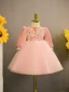 Lovely Candy Pink Sequins Short Birthday Flower Girl Dresses 2024 Ball Gown Scoop Neck Bow Short Sleeve