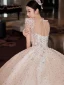 Charming White Beading Sequins Court Train Wedding Dresses 2024 Ball Gown Scoop Neck Short Sleeve Backless Wedding