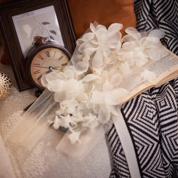 Elegante Champagner Handgefertigt Applikationen Tülle Brauthandschuhe 2026 Hochzeit Schulterschmuck