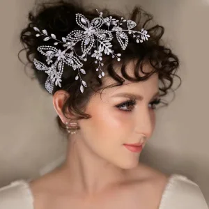 Mode Silber Handgefertigt Perle Strass Legierung Haarschmuck Braut 2023