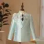 Vert Citron Tomber Hiver 6 pièces Faux Diamant En Dentelle Fleur Manches Longues Costume Garçon Mariage 2024 Bijoux De Corps Manteau Pantalon Chemise Cravate Gilet