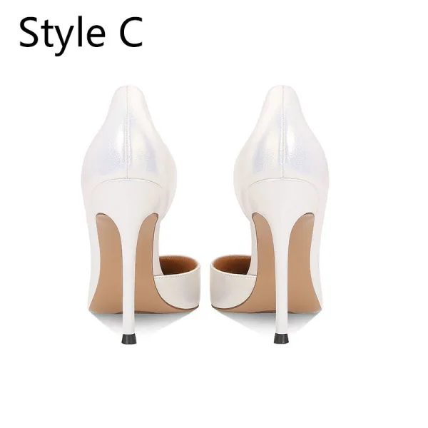 Schöne Weiß Abend Pumps 2026 Leder 12 cm Stilettos Spitzschuh Pumps Hochhackige