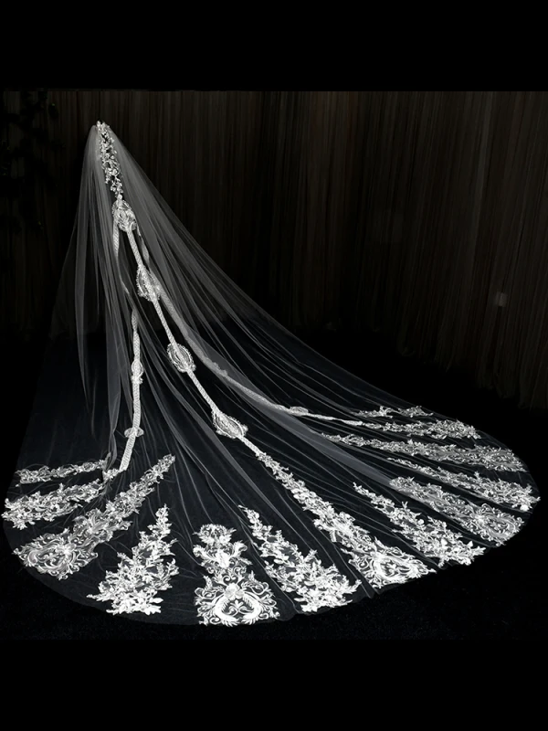 Vintage / Retro White Lace Flower Wedding Veils 2024