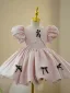 Elegant Blushing Pink Short Birthday Flower Girl Dresses 2023 Ball Gown Scoop Neck Puffy Short Sleeve Bow