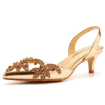 Modest Simple Gold Rhinestone Prom Womens Sandals 2024 5 Cm Stiletto Heels Pointed Toe Sandals High Heels
