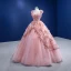 Fabulous Candy Pink Handmade  Beading Appliques Prom Dresses 2022 Ball Gown Scoop Neck Sequins Sleeveless Backless Floor-Length / Long Prom Formal Dresses