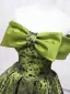 Vintage Salbeigrün Drucken Ballkleider Ballkleid 2025 Bandeau Schleife Ärmellos Rückenfreies Lange Ball Festliche Kleider