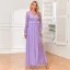 Modest / Simple Lavender Prom Dresses 2024 A-Line / Princess V-Neck Long Sleeve Backless Floor-Length / Long Prom Formal Dresses