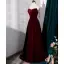 Sjarmerende Burgunder Selskapskjoler Prinsesse 2022 Strapless Uten Ermer Ryggløse Paljetter Suede Lange Polyester Aften Formelle Kjoler