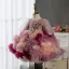 Chic / Beautiful Multi-Colors Lace Flower Appliques Cascading Ruffles Short Flower Girl Dresses 2024 Ball Gown Birthday Scoop Neck Short Sleeve