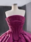 High-end Fuchsia Cascading Ruffles Satin Prom Dresses 2024 Ball Gown Strapless Sleeveless Backless Tea-length Prom Formal Dresses