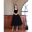 Sexy Noire de retour Robe De Graduation 2022 Princesse Bretelles Spaghetti Sans Manches Dos Nu Ceinture Thé Longueur Robe De Ceremonie