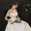Fabulous Ivory Bow Flower Wedding Dresses 2021 Satin Sleeveless Off-The-Shoulder Outdoor / Garden Zipper Up Court Train A Line/ Princess Wedding Dresses