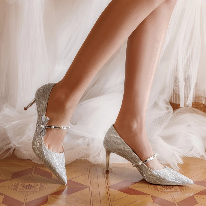 Nœud à Chaussures Larme En Strass – Ton Argent – Clip Femme