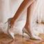 Charmant Argenté Paillettes Perle Noeud Chaussure De Mariée 2023 Cuir 6 cm Talons Aiguilles À Bout Pointu Mariage Escarpins Talons Hauts