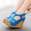 Fashion Purple Street Wear Womens Sandals 2025 T-Strap 12 cm Wedges Open / Peep Toe Sandals High Heels