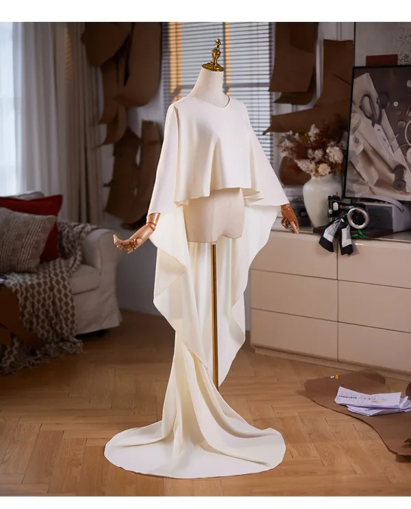 Vintage / Retro Ivory Scoop Neck Long Sleeve Prom shawl 2025