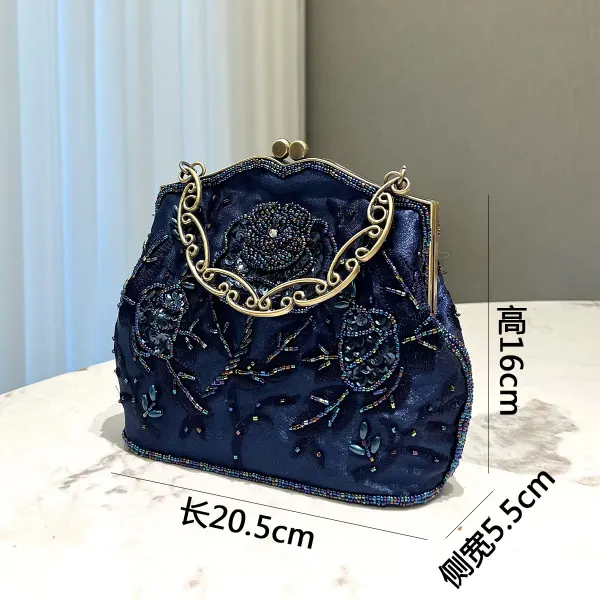 Vintage / Retro Navy Blue Beading Prom Clutch Bags 2024