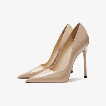 Mode Nude Afton Läder Pumps 2023 Lackläder 12 Cm Stilettklackar Spetsiga Pumps Högklackade