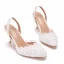 Chic / Beautiful White Pearl Lace Flower Wedding Shoes 2022 Leather Pointed Toe 7 cm Stiletto Heels Wedding Sandals High Heels