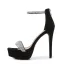 Charmant Noire Été Soirée Sandales Femme 2022 Faux Diamant Bride Cheville 12 cm Talons Aiguilles Peep Toes / Bout Ouvert Sandales Talons Hauts