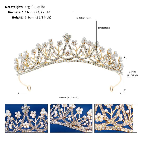 Charmant Doré Perle Faux Diamant Accessoire Cheveux Mariage 2023 Mariage Alliage