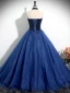 Vintage / Retro Navy Blue Beading Lace Flower Prom Dresses 2024 Ball Gown Halter Sleeveless Backless Floor-Length / Long Prom Formal Dresses