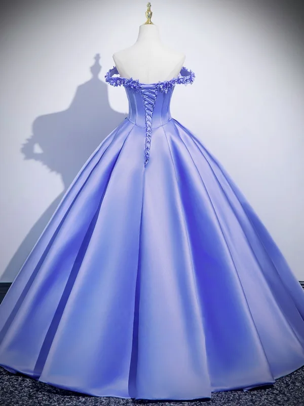 Élégant Lavande Appliques Robe De Bal 2025 Robe Boule De l'épaule Manches Courtes Dos Nu Longue Robe De Ceremonie