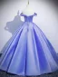 Élégant Lavande Appliques Robe De Bal 2025 Robe Boule De l'épaule Manches Courtes Dos Nu Longue Robe De Ceremonie