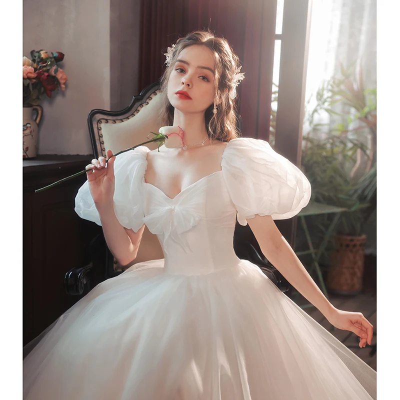 chinese dress ladies A Line Halter Neck White Long Prom Dress, Halter Neck White Formal Gra –  classygown main image 1