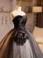 Audrey Hepburn-Stil Schwarz Applikationen Ballkleider Ballkleid 2024 Bandeau Ärmellos Rückenfreies Lange Ball Festliche Kleider